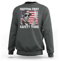 Lincoln 4th Of July Sweatshirt Abe Freedom First Safety Third American Flag - Wonder Print Shop