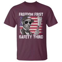 Lincoln 4th Of July T Shirt Abe Freedom First Safety Third American Flag - Wonder Print Shop