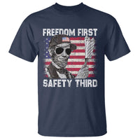 Lincoln 4th Of July T Shirt Abe Freedom First Safety Third American Flag - Wonder Print Shop