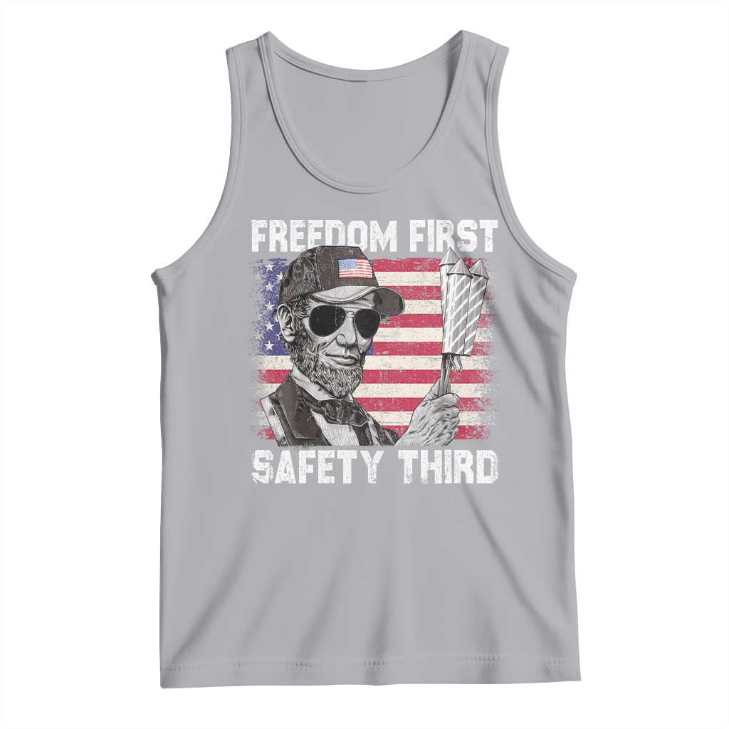 Lincoln 4th Of July Tank Top Abe Freedom First Safety Third American Flag - Wonder Print Shop