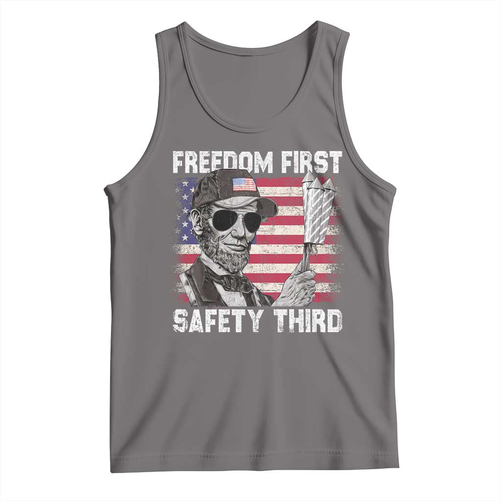 Lincoln 4th Of July Tank Top Abe Freedom First Safety Third American Flag - Wonder Print Shop