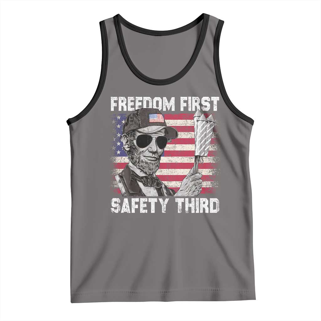 Lincoln 4th Of July Tank Top Abe Freedom First Safety Third American Flag - Wonder Print Shop