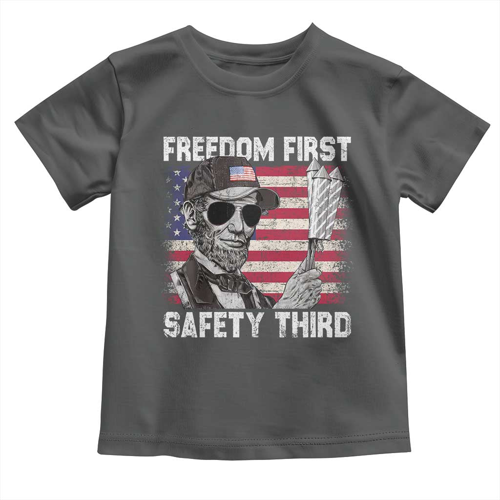 Lincoln 4th Of July Toddler T Shirt Abe Freedom First Safety Third American Flag - Wonder Print Shop