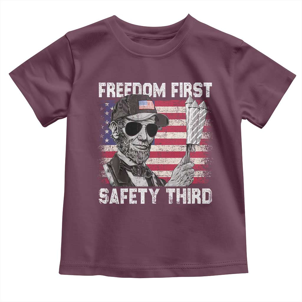 Lincoln 4th Of July Toddler T Shirt Abe Freedom First Safety Third American Flag - Wonder Print Shop