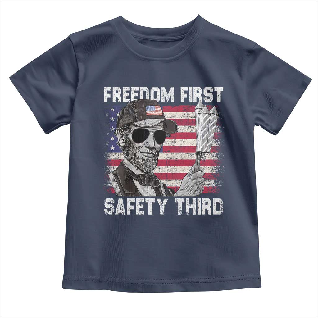 Lincoln 4th Of July Toddler T Shirt Abe Freedom First Safety Third American Flag - Wonder Print Shop