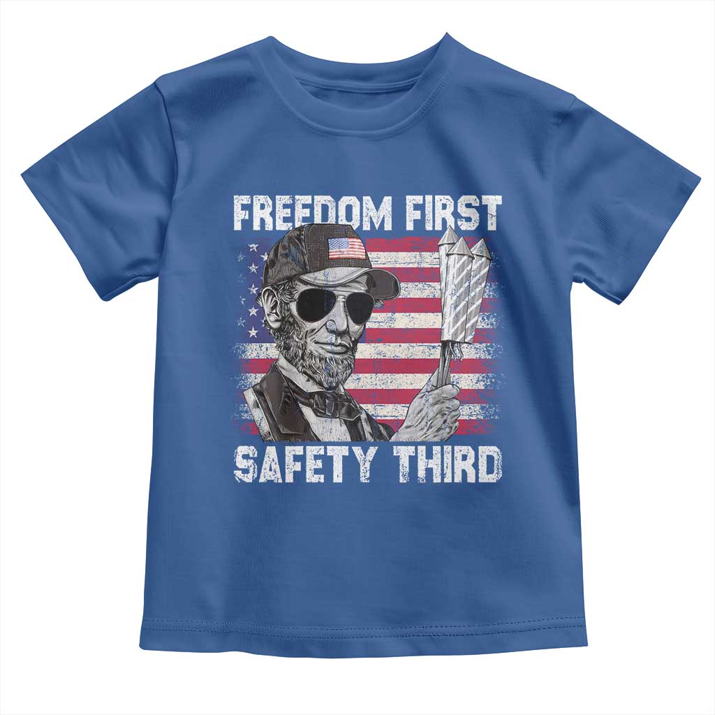 Lincoln 4th Of July Toddler T Shirt Abe Freedom First Safety Third American Flag - Wonder Print Shop