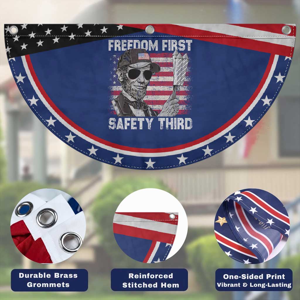 Lincoln 4th Of July Patriotic Fan Flag Abe Freedom First Safety Third American Flag