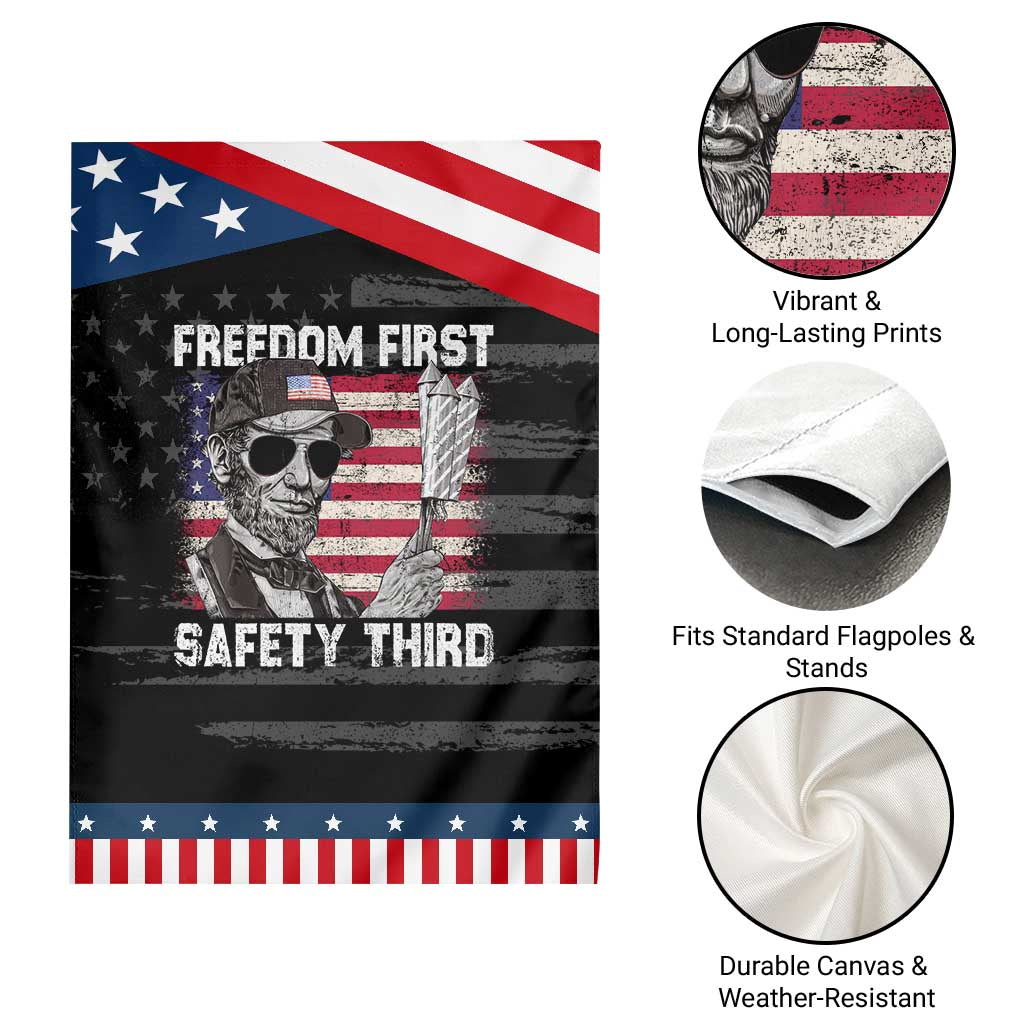 Lincoln 4th Of July Garden Flag Abe Freedom First Safety Third American Flag