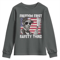 Lincoln 4th Of July Youth Sweatshirt Abe Freedom First Safety Third American Flag - Wonder Print Shop