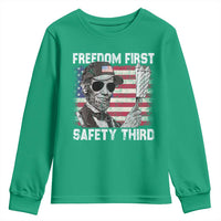 Lincoln 4th Of July Youth Sweatshirt Abe Freedom First Safety Third American Flag - Wonder Print Shop