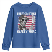 Lincoln 4th Of July Youth Sweatshirt Abe Freedom First Safety Third American Flag - Wonder Print Shop