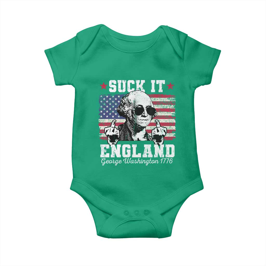Funny 4th of July George Washington Baby Onesie Suck It England 1776 - Wonder Print Shop