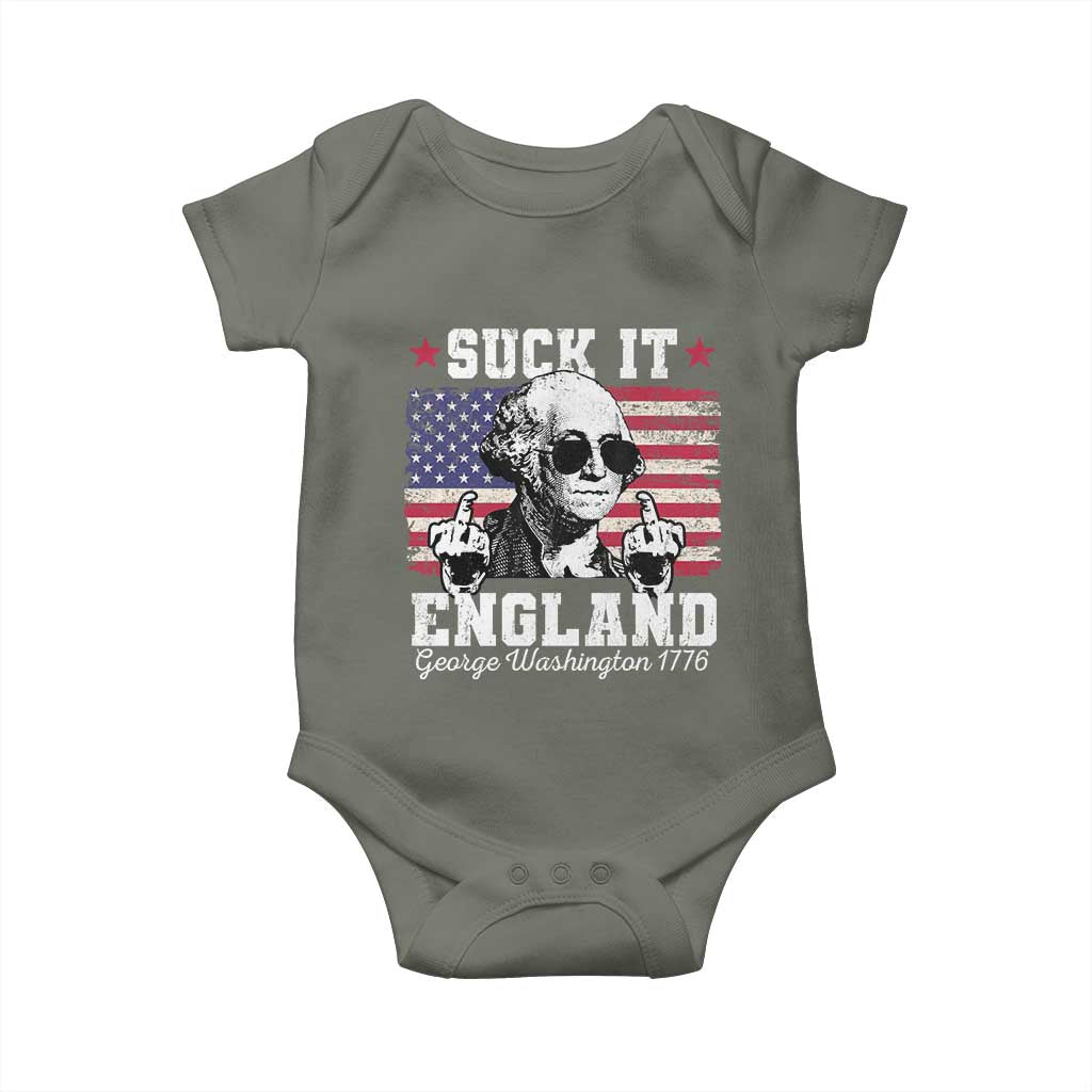 Funny 4th of July George Washington Baby Onesie Suck It England 1776 - Wonder Print Shop