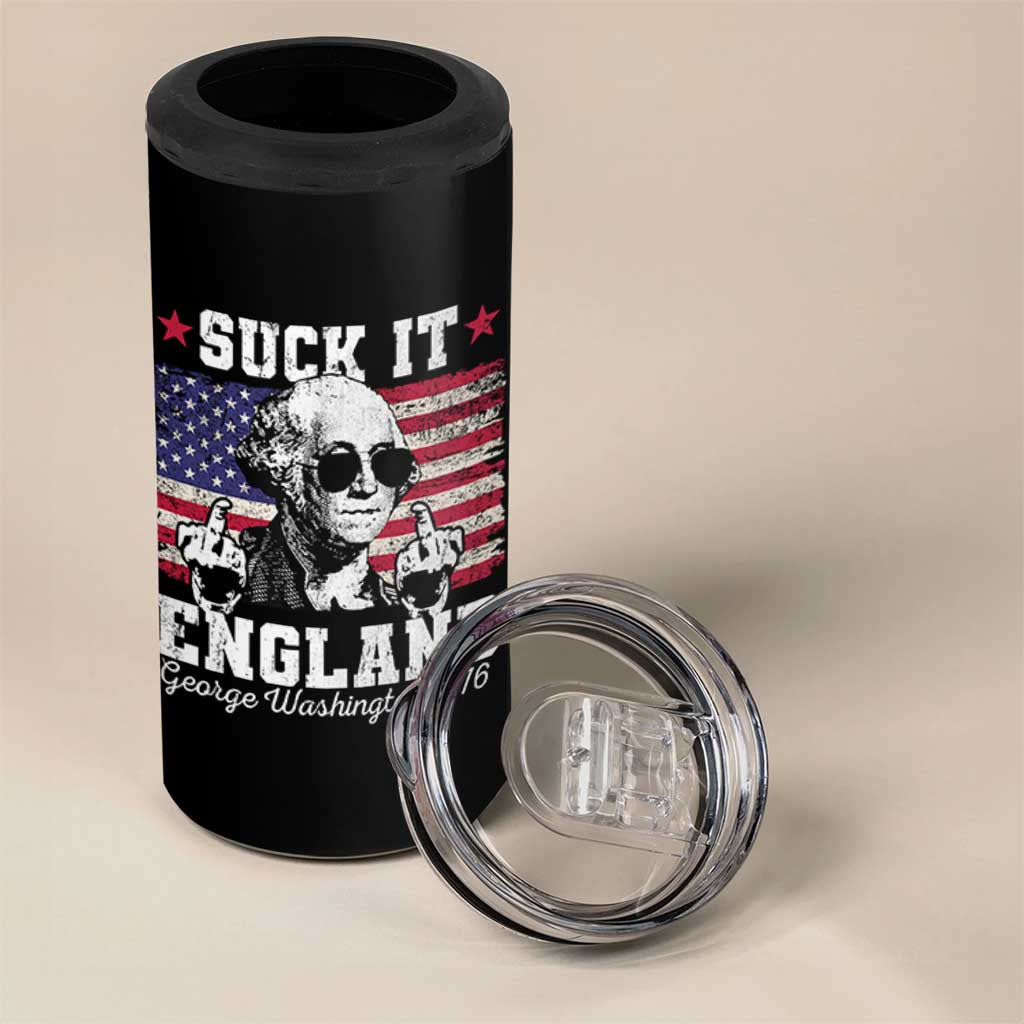 Funny 4th of July George Washington 4 in 1 Can Cooler Tumbler Suck It England 1776 - Wonder Print Shop