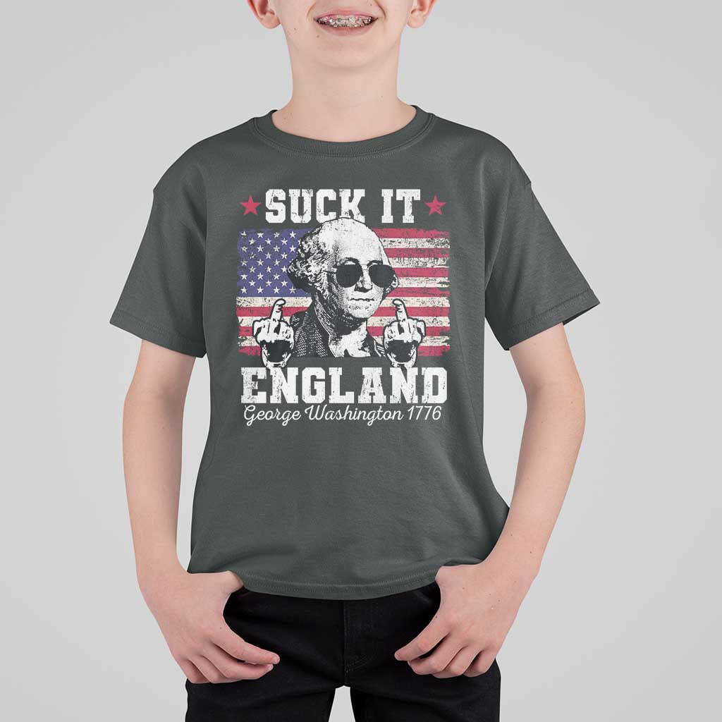 Funny 4th of July George Washington T Shirt For Kid Suck It England 1776 - Wonder Print Shop