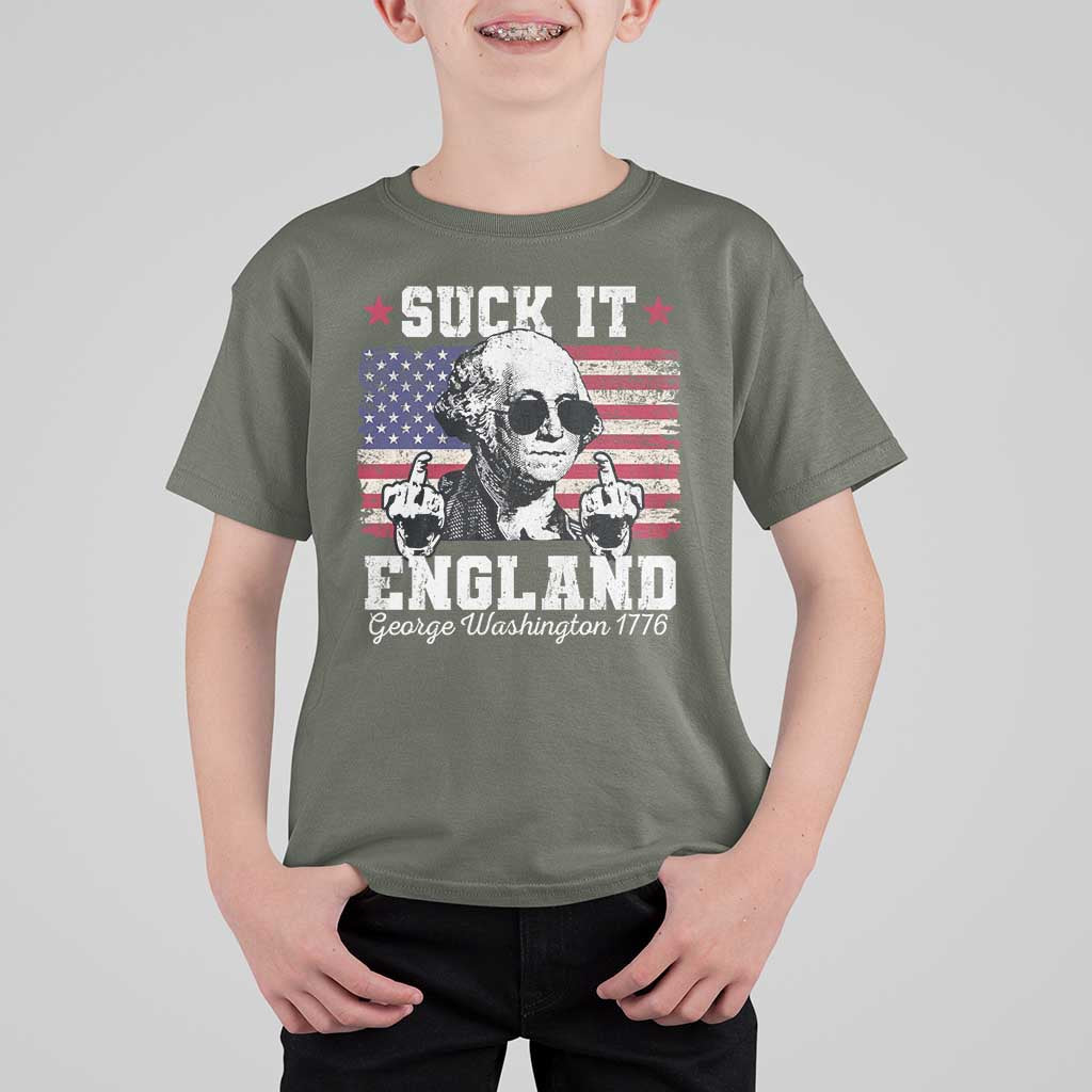 Funny 4th of July George Washington T Shirt For Kid Suck It England 1776 - Wonder Print Shop