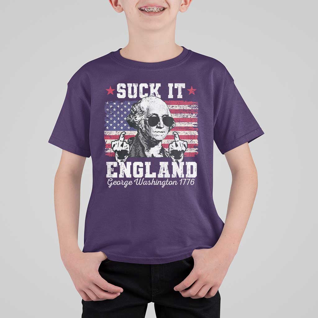 Funny 4th of July George Washington T Shirt For Kid Suck It England 1776 - Wonder Print Shop