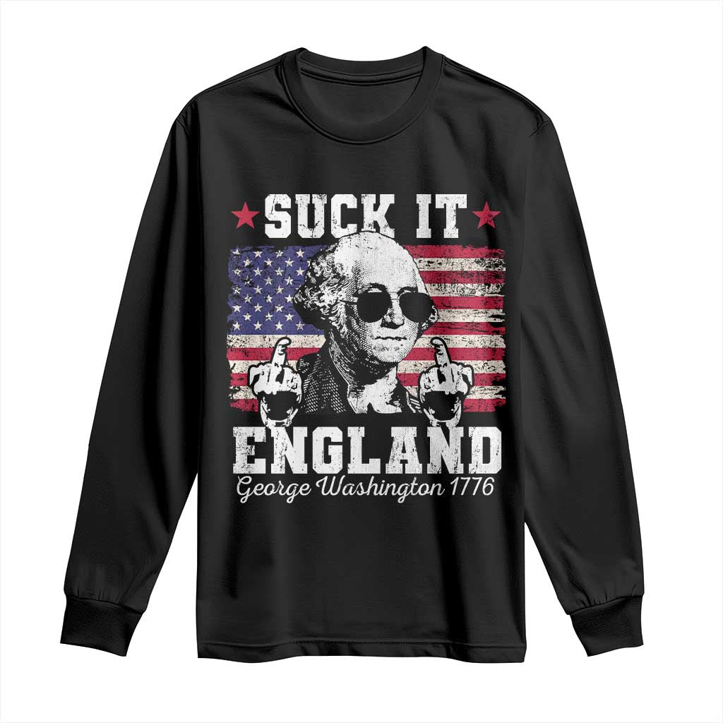Funny 4th of July George Washington Long Sleeve Shirt Suck It England 1776 - Wonder Print Shop