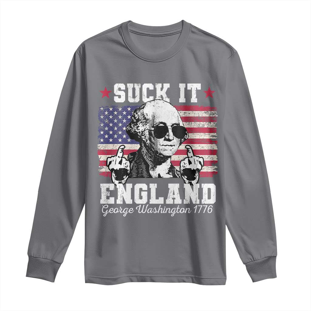 Funny 4th of July George Washington Long Sleeve Shirt Suck It England 1776 - Wonder Print Shop
