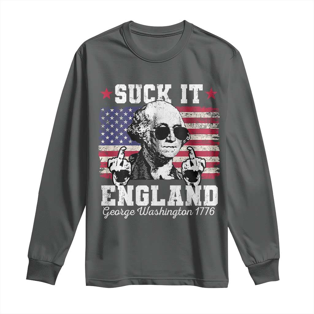 Funny 4th of July George Washington Long Sleeve Shirt Suck It England 1776 - Wonder Print Shop