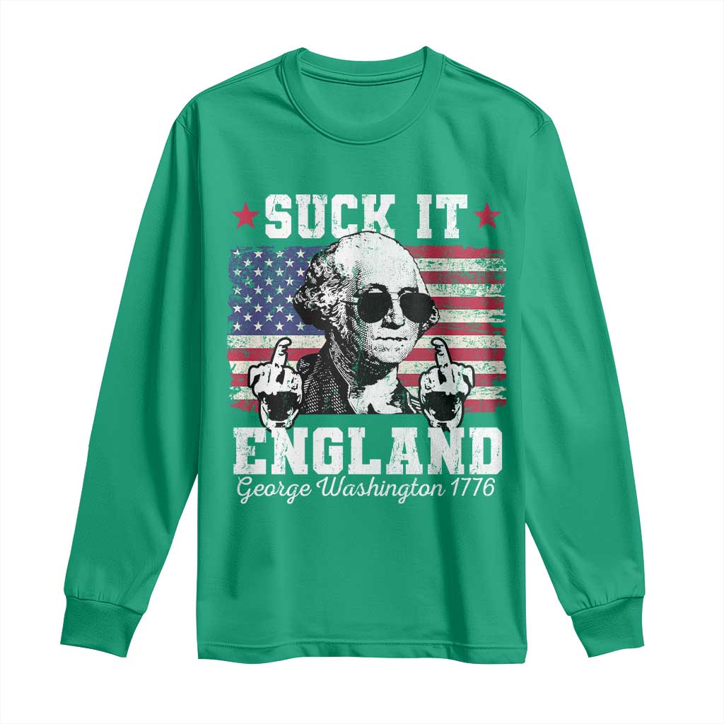 Funny 4th of July George Washington Long Sleeve Shirt Suck It England 1776 - Wonder Print Shop
