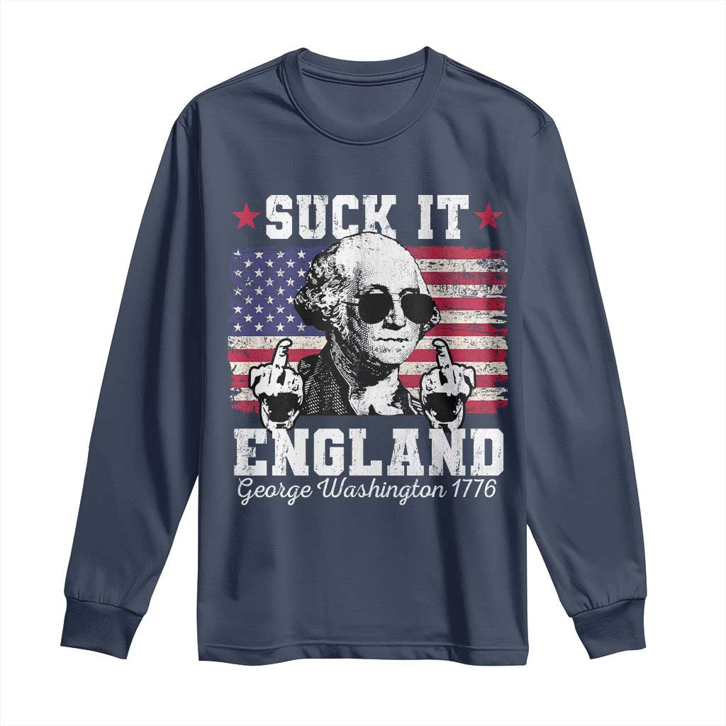 Funny 4th of July George Washington Long Sleeve Shirt Suck It England 1776 - Wonder Print Shop