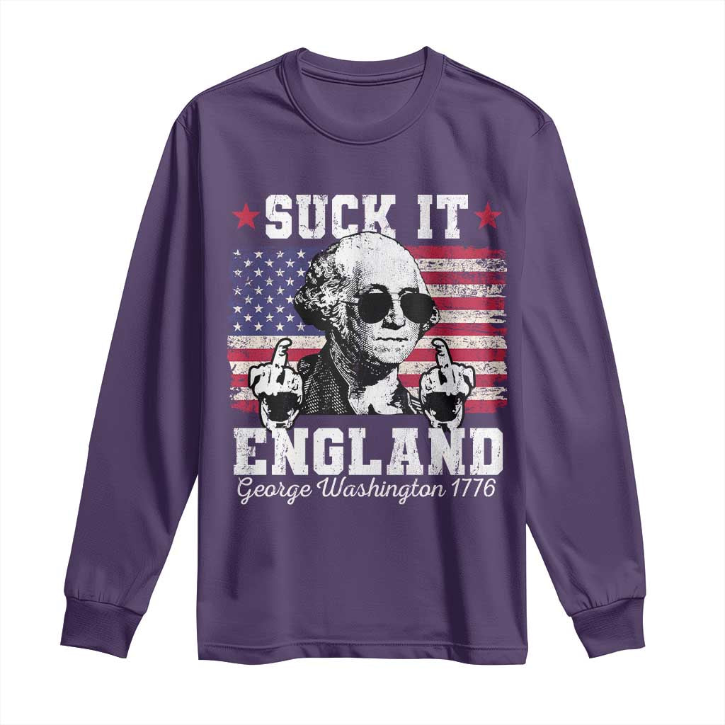 Funny 4th of July George Washington Long Sleeve Shirt Suck It England 1776 - Wonder Print Shop