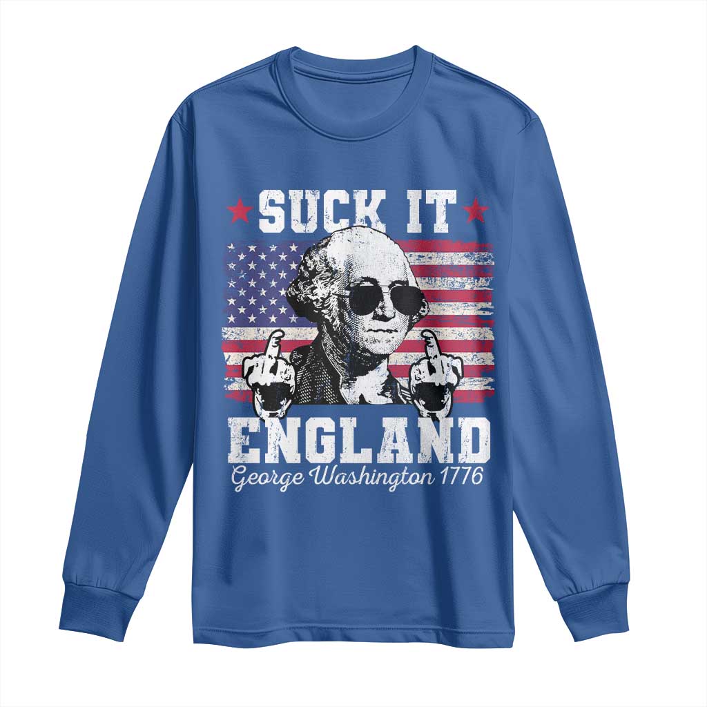 Funny 4th of July George Washington Long Sleeve Shirt Suck It England 1776 - Wonder Print Shop