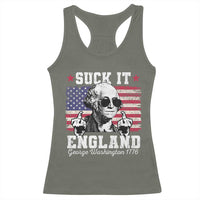 Funny 4th of July George Washington Racerback Tank Top Suck It England 1776 - Wonder Print Shop