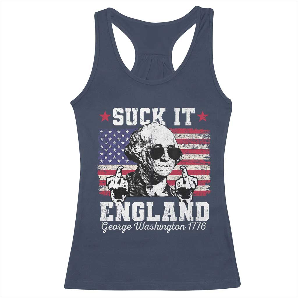 Funny 4th of July George Washington Racerback Tank Top Suck It England 1776 - Wonder Print Shop