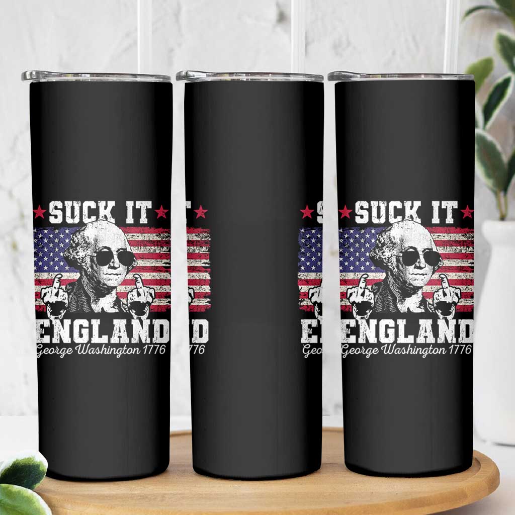 Funny 4th of July George Washington Skinny Tumbler Suck It England 1776 - Wonder Print Shop