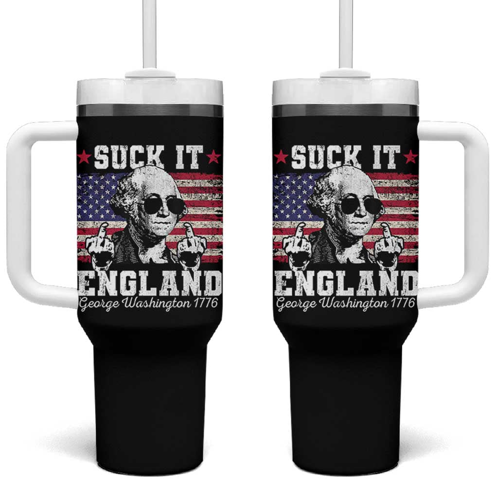 Funny 4th of July George Washington Tumbler With Handle Suck It England 1776 - Wonder Print Shop
