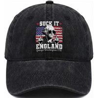 Funny 4th of July George Washington Washed Cotton Baseball Cap Suck It England 1776