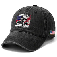Funny 4th of July George Washington Washed Cotton Baseball Cap Suck It England 1776