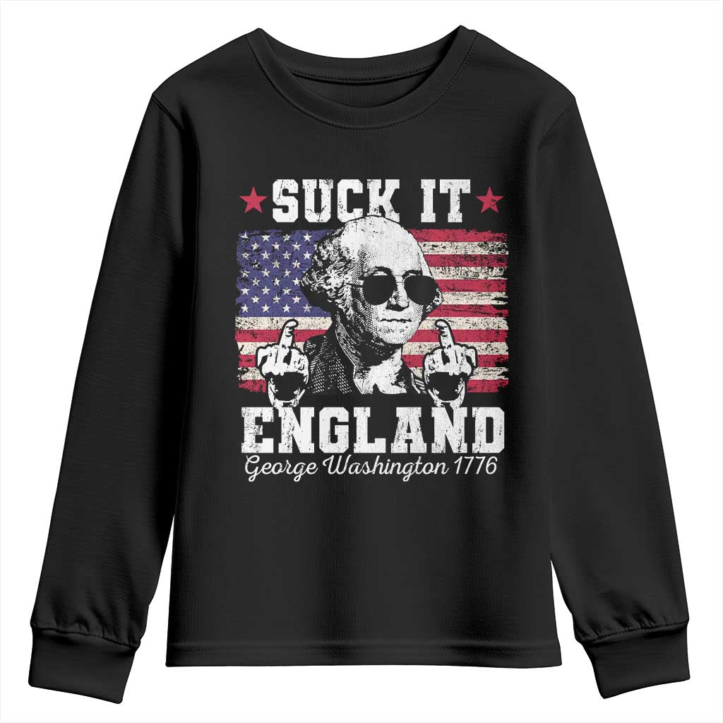 Funny 4th of July George Washington Youth Sweatshirt Suck It England 1776 - Wonder Print Shop
