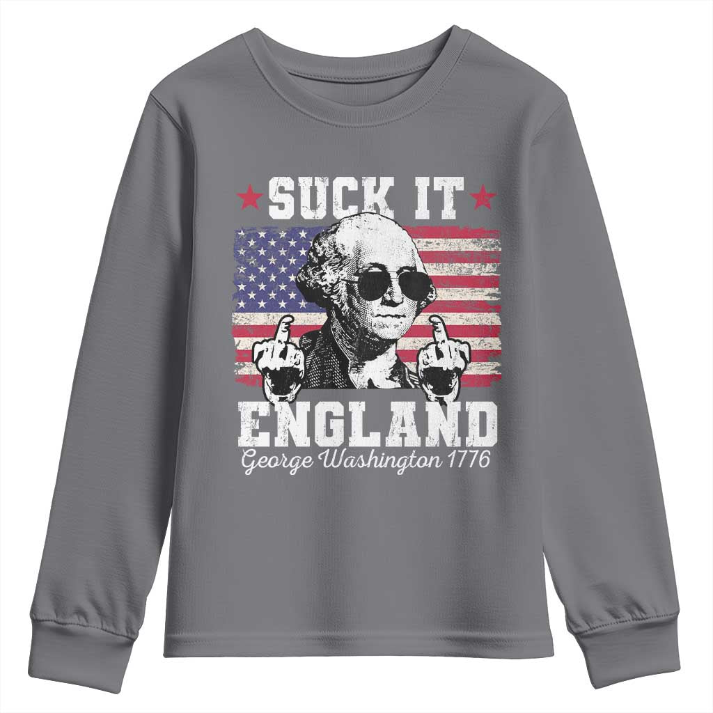 Funny 4th of July George Washington Youth Sweatshirt Suck It England 1776 - Wonder Print Shop