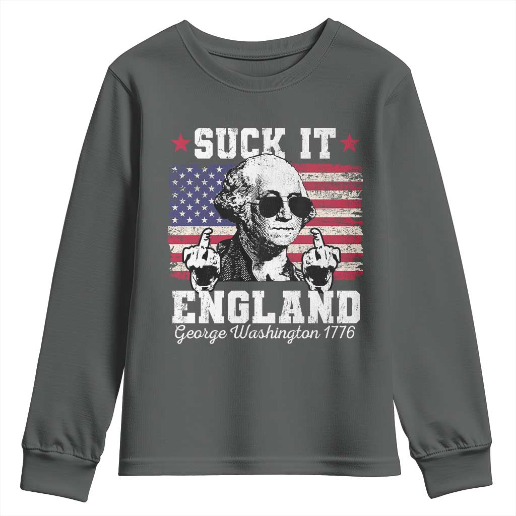 Funny 4th of July George Washington Youth Sweatshirt Suck It England 1776 - Wonder Print Shop