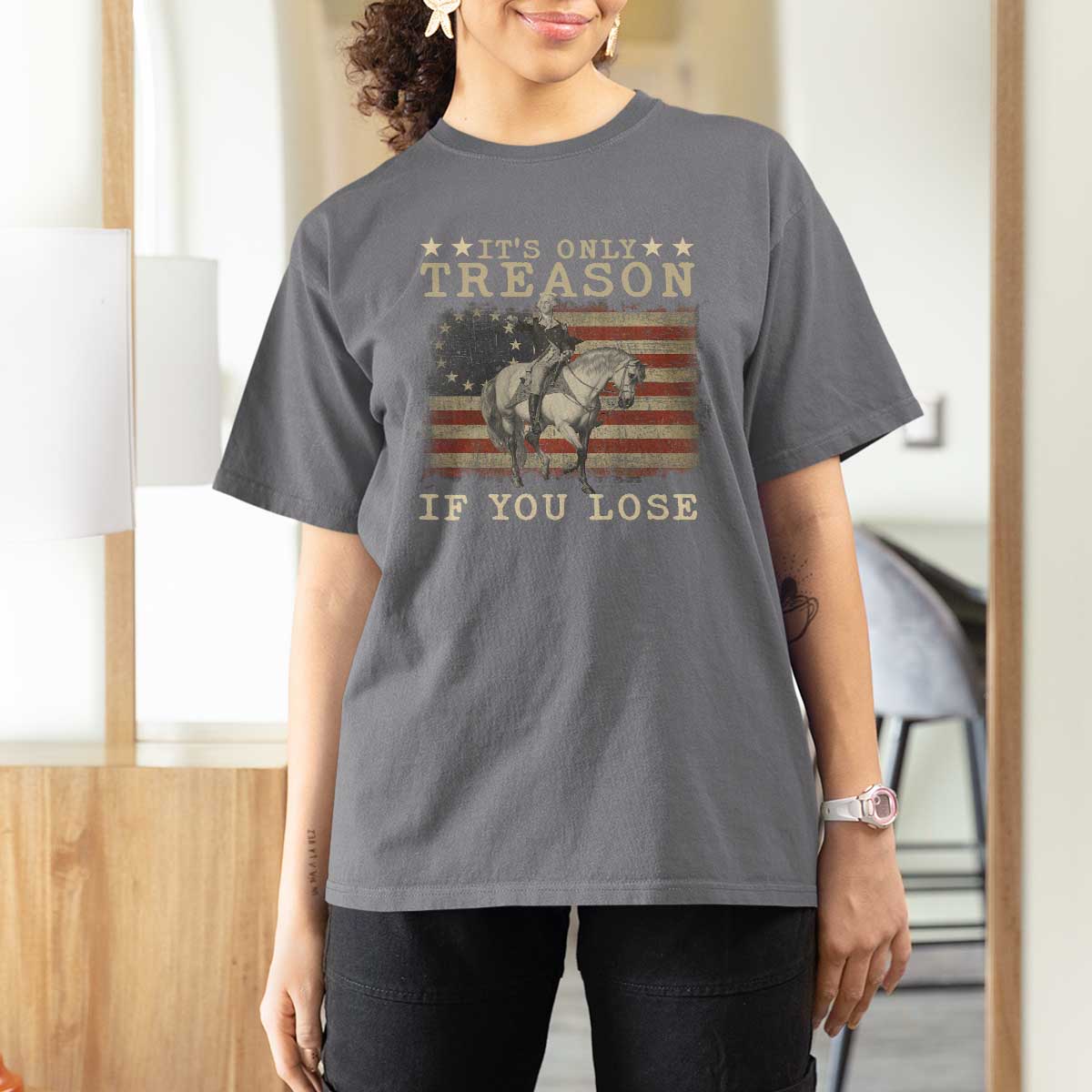 George Washington It's Only Treason If You Lose 4th Of July T Shirt For Women Vintage Retro - Wonder Print Shop