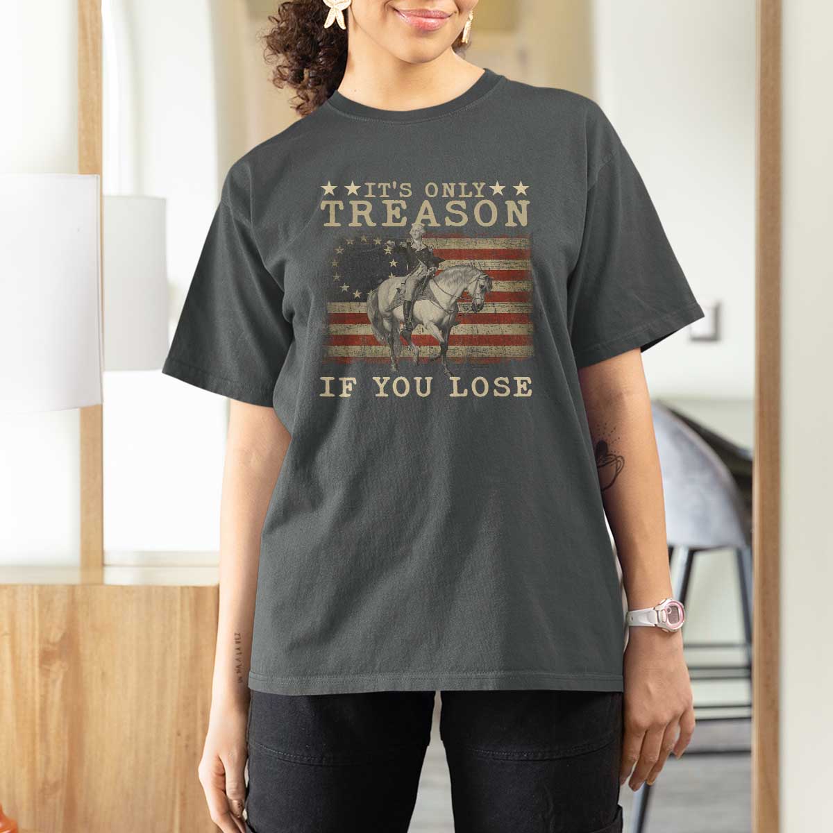 George Washington It's Only Treason If You Lose 4th Of July T Shirt For Women Vintage Retro - Wonder Print Shop