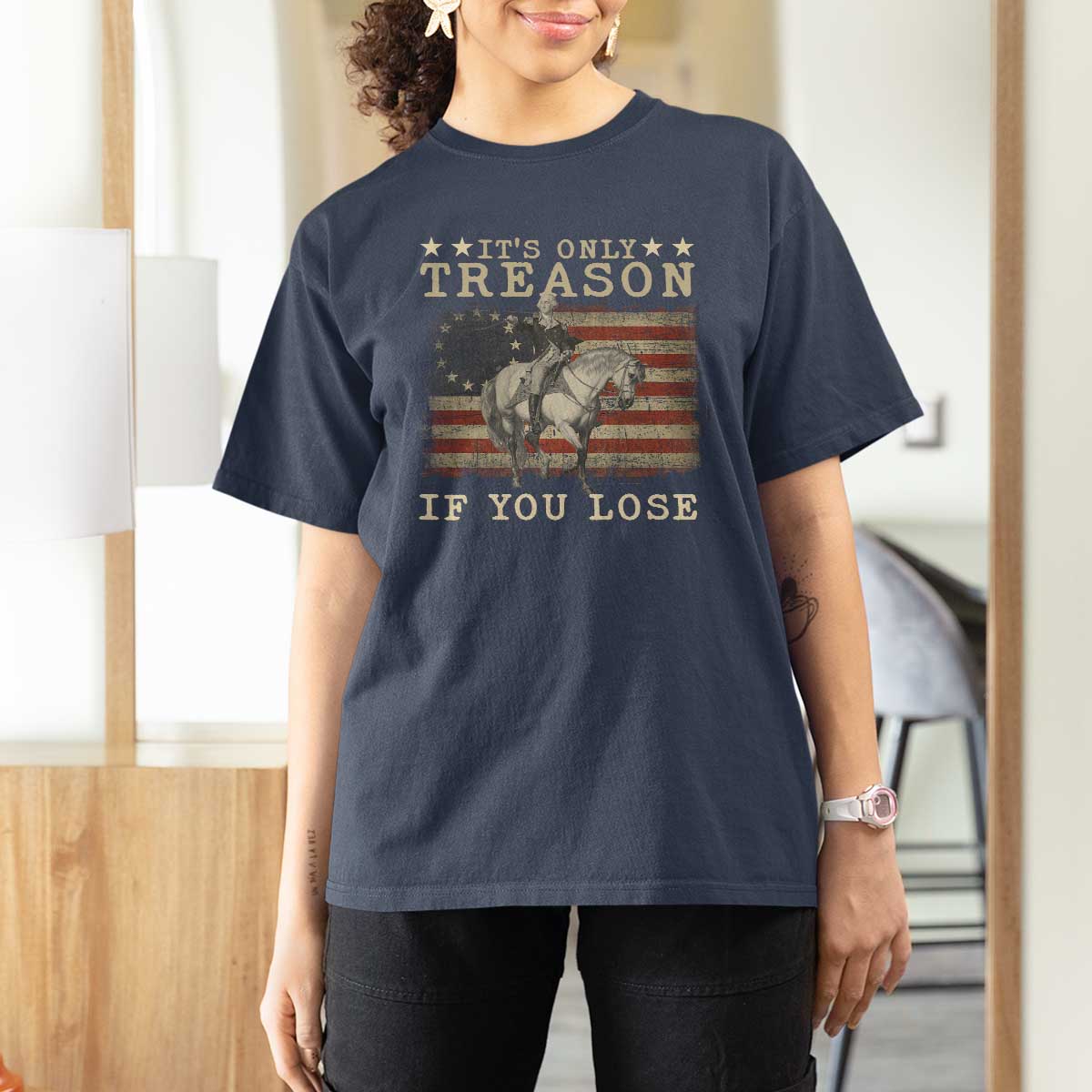 George Washington It's Only Treason If You Lose 4th Of July T Shirt For Women Vintage Retro - Wonder Print Shop