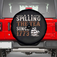 Spilling The Tea Since 1773 Spare Tire Cover Retro Usa Patriotic 4th of July Party - Wonder Print Shop