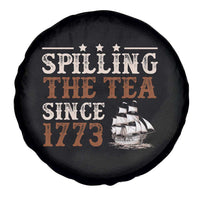 Spilling The Tea Since 1773 Spare Tire Cover Retro Usa Patriotic 4th of July Party - Wonder Print Shop