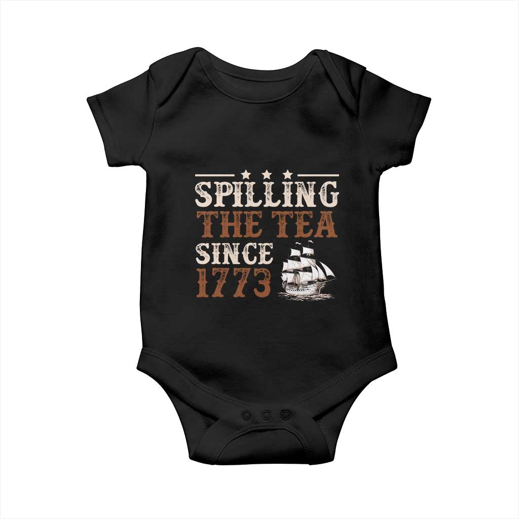 Spilling The Tea Since 1773 Baby Onesie Retro Usa Patriotic 4th of July Party - Wonder Print Shop