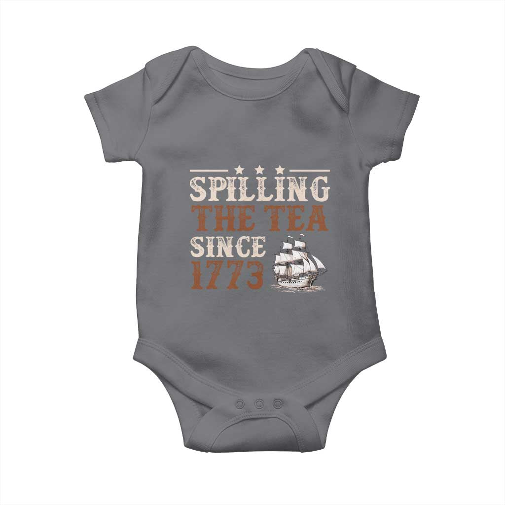 Spilling The Tea Since 1773 Baby Onesie Retro Usa Patriotic 4th of July Party - Wonder Print Shop