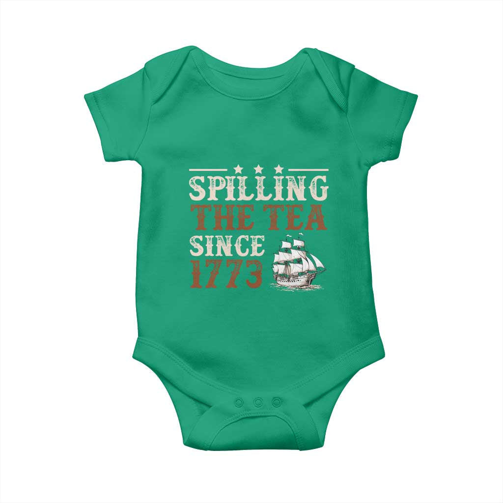 Spilling The Tea Since 1773 Baby Onesie Retro Usa Patriotic 4th of July Party - Wonder Print Shop