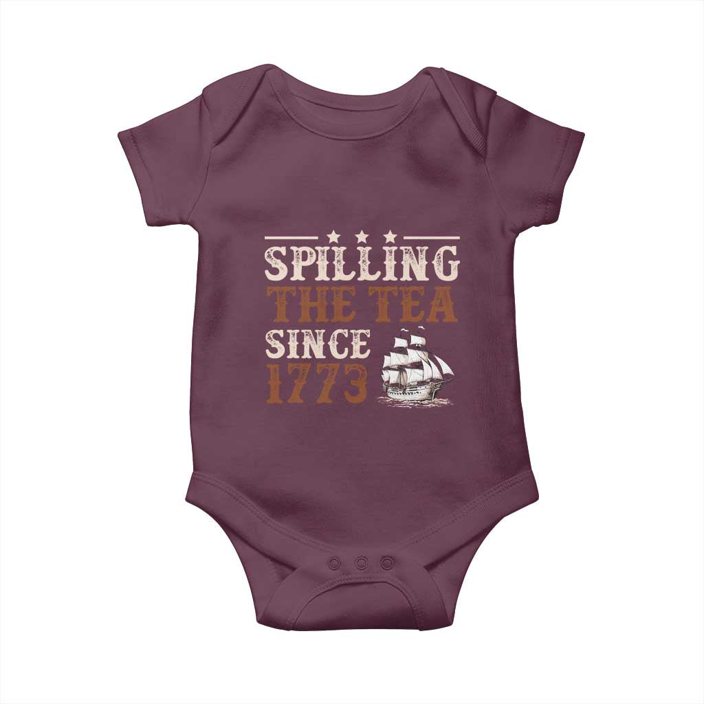 Spilling The Tea Since 1773 Baby Onesie Retro Usa Patriotic 4th of July Party - Wonder Print Shop
