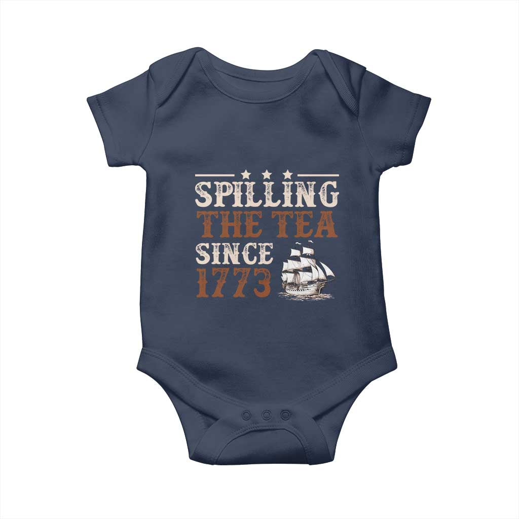 Spilling The Tea Since 1773 Baby Onesie Retro Usa Patriotic 4th of July Party - Wonder Print Shop