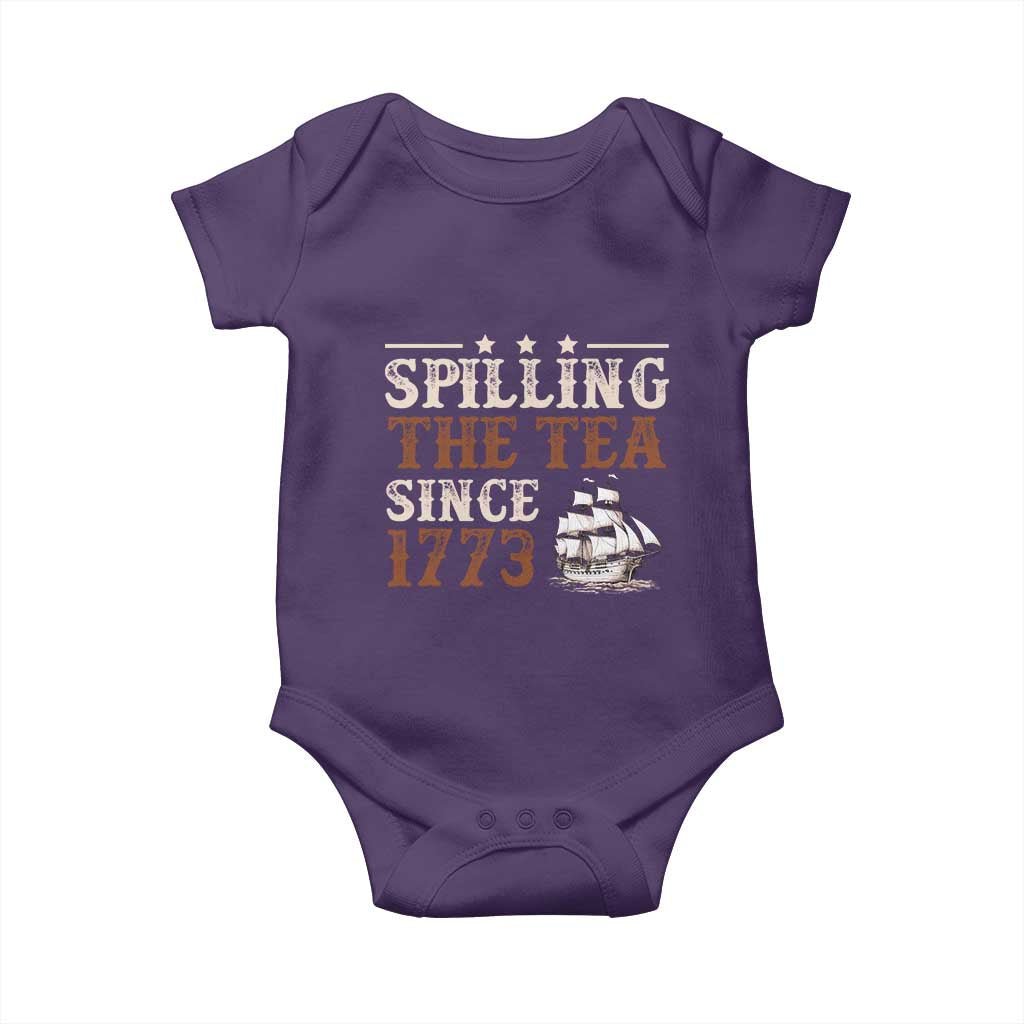 Spilling The Tea Since 1773 Baby Onesie Retro Usa Patriotic 4th of July Party - Wonder Print Shop