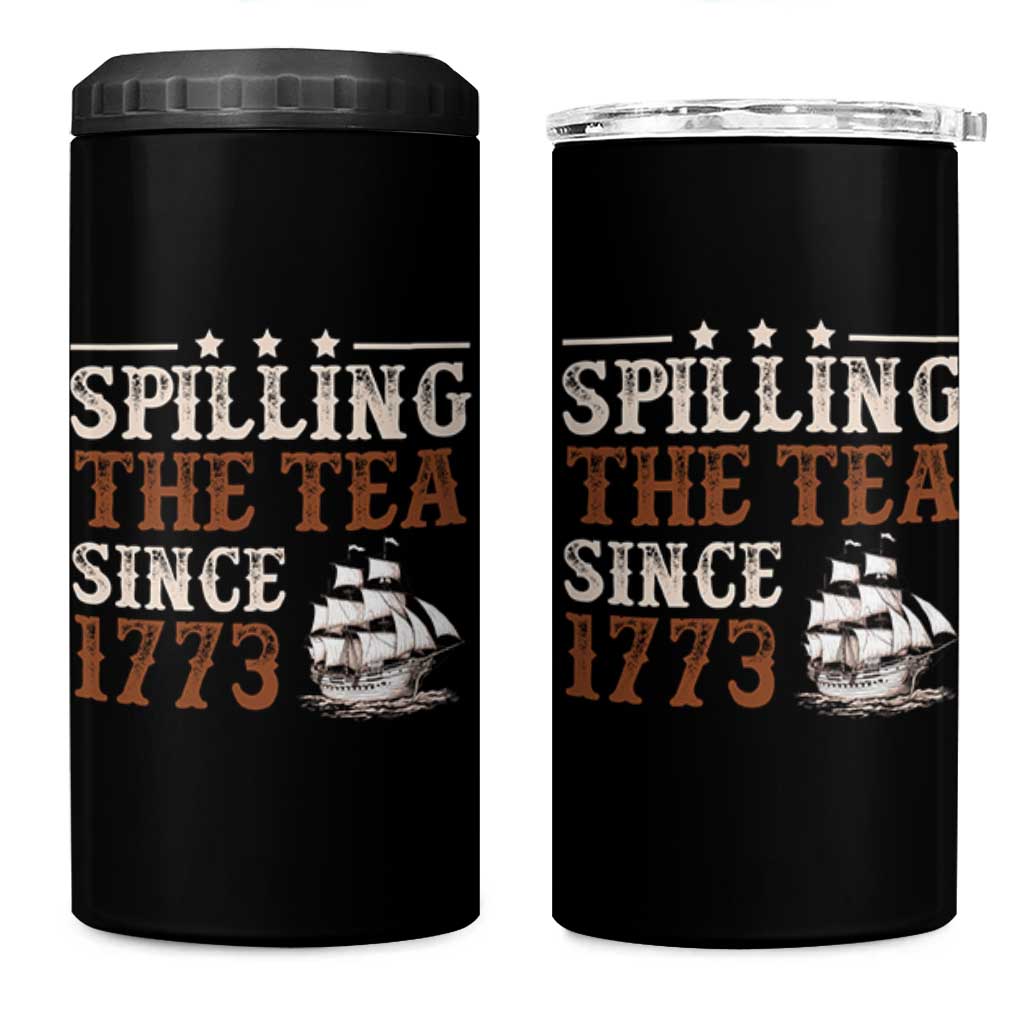 Spilling The Tea Since 1773 4 in 1 Can Cooler Tumbler Retro Usa Patriotic 4th of July Party - Wonder Print Shop