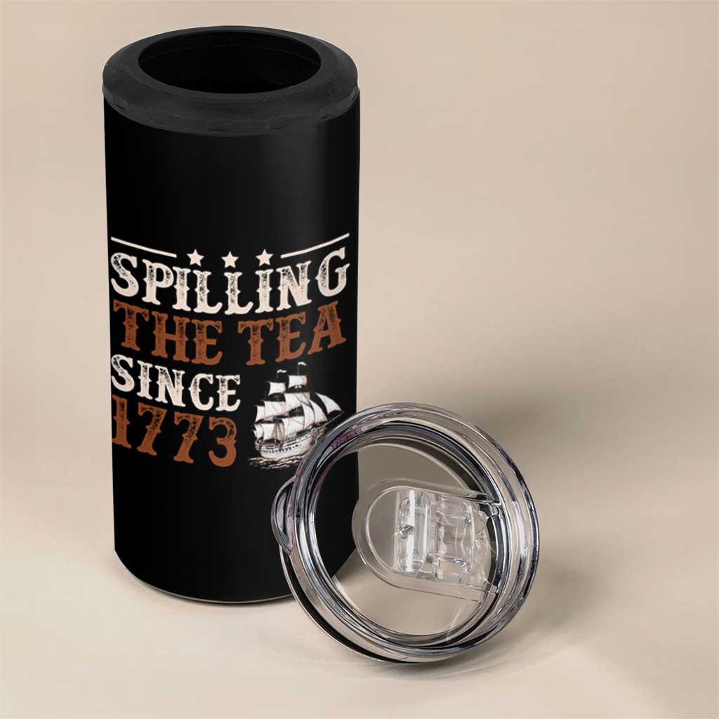 Spilling The Tea Since 1773 4 in 1 Can Cooler Tumbler Retro Usa Patriotic 4th of July Party - Wonder Print Shop